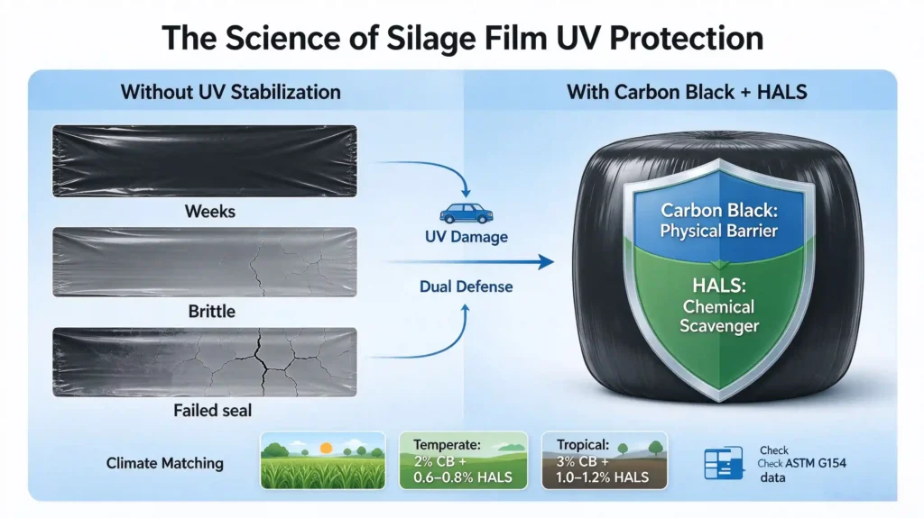 Silage Film UV Stabilization: How Carbon Black & HALS Extend Outdoor Service Life